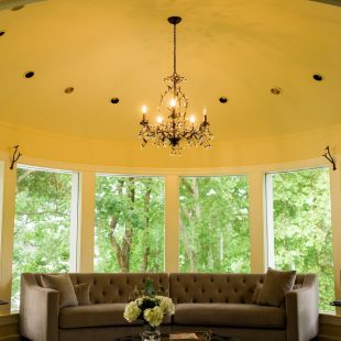 The third floor of the tower also has stunning views, especially from the former gym -- that now serves as a bridal party preparation room.