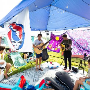 Campers jam during the day throughout the Earl Scruggs Music Festival campground. Photo by Cora Wagoner.