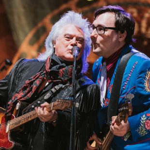 Marty Stuart and Chris Scruggs sing in duet on the Flint Hill Stage. Photo by Cora Wagoner.