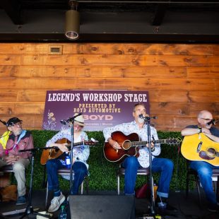 A Friday songwriting workshop featured Louisa Branscomb, Darrell Scott, and Jon Weisberger with moderator Tommy Goldsmith. Photo by Cora Wagoner.